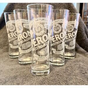 Peroni Nastro Azzurro Italian Beer 0,3l Sahm Etched Pilsner Glasses, Lot of 6